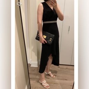 NWT Calvin Klein V-Neck Midi Dress Wedding Guest Dress Midi Black Dress